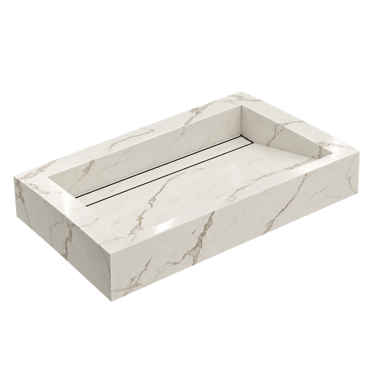 Alvenna — parlak beyaz damarlı lavabo; porselen ürün görünümü