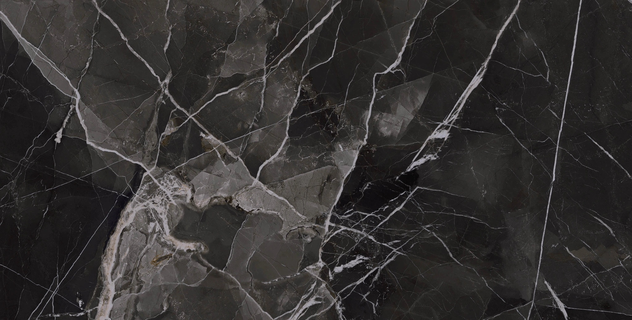 Black Calacatta Kristal görünümlü porselen yüzey dokusu