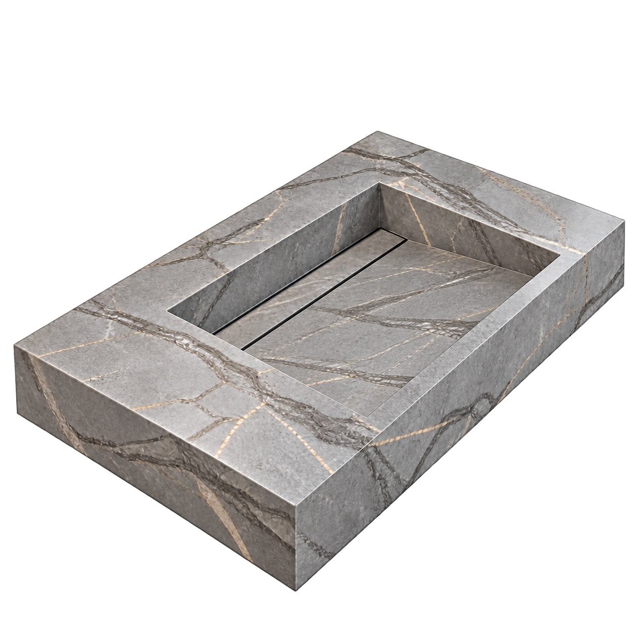 Grivora — taş dokulu lavabo; porselen ürün görünümü